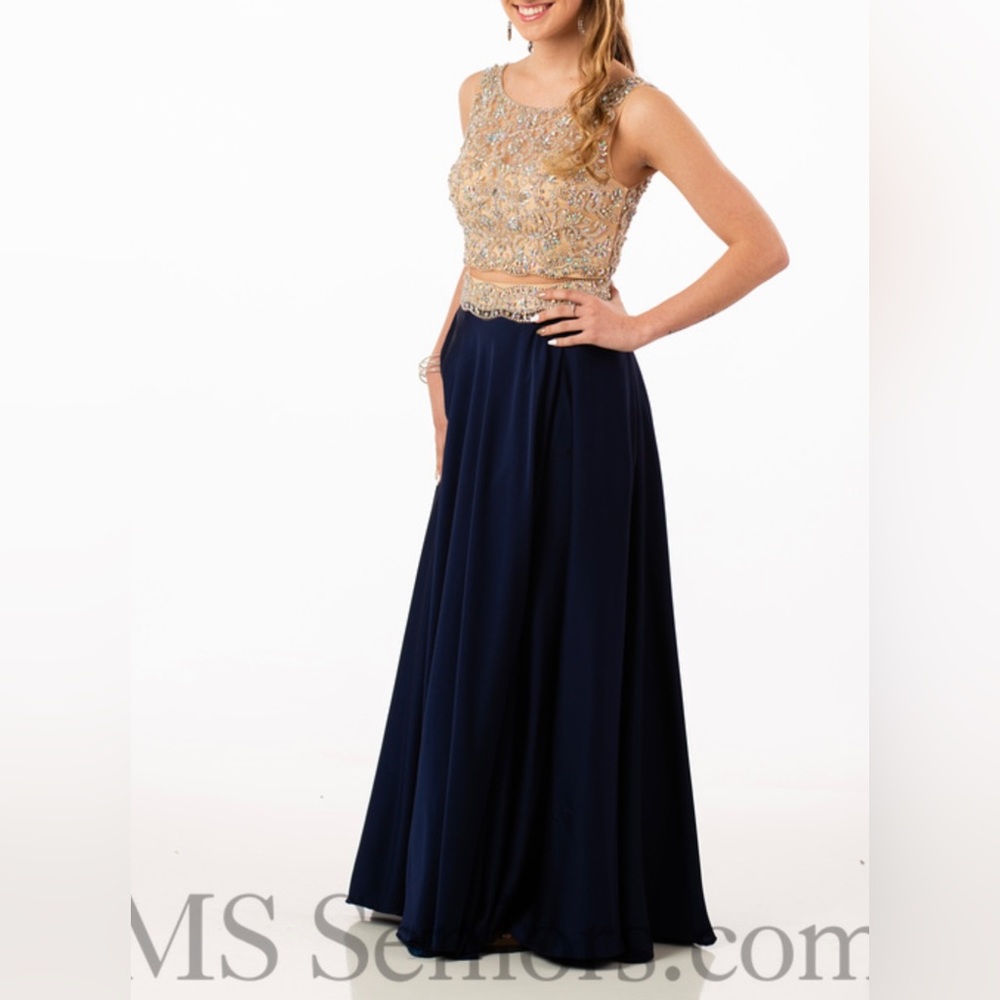 Navy Blue/Tan 2-piece Dress (One of a kind)